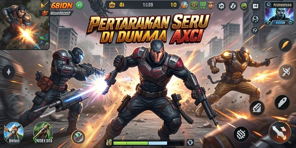 Screenshot gameplay 68IDN dengan pertempuran intens.