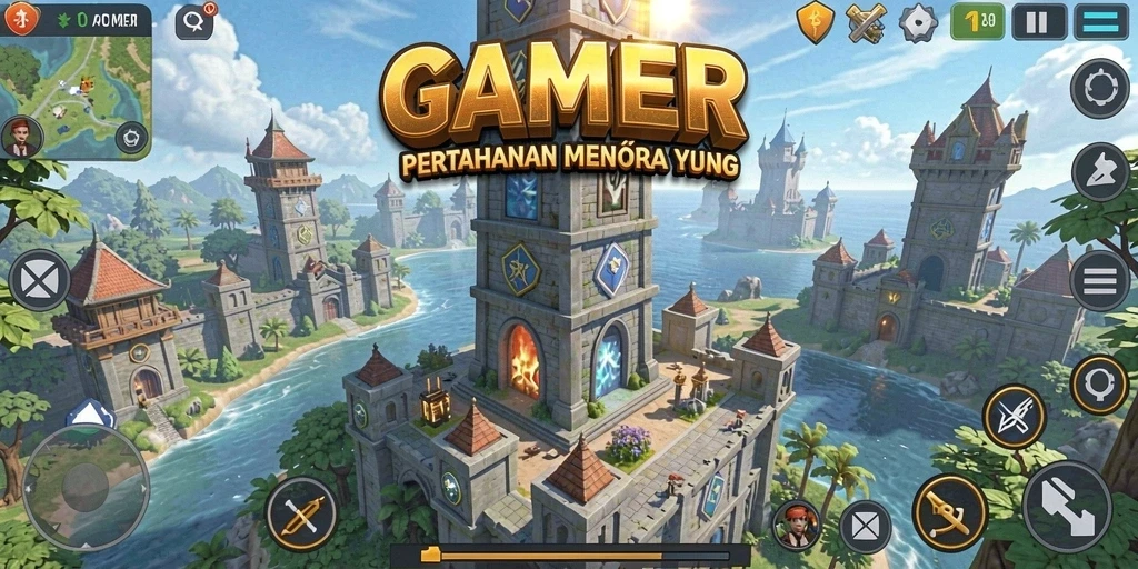 Tampilan gameplay seru dalam laga pertahanan menara.