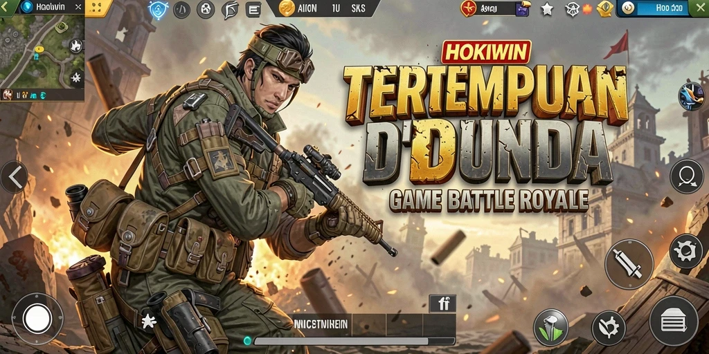 Gameplay intens HOKIWIN dengan aksi Battle Royale yang mendebarkan.