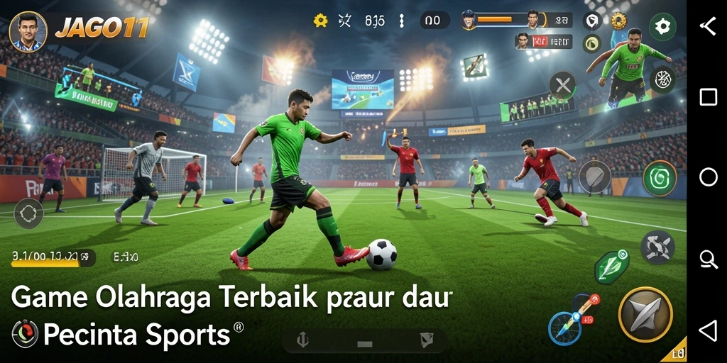 Tampilan gameplay mendebarkan saat pemain bersaing dalam laga olahraga.
