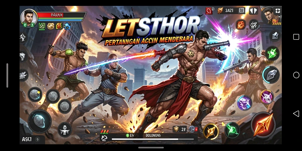 Tangkapan layar aksi pertarungan yang seru dalam LETSTHOR.