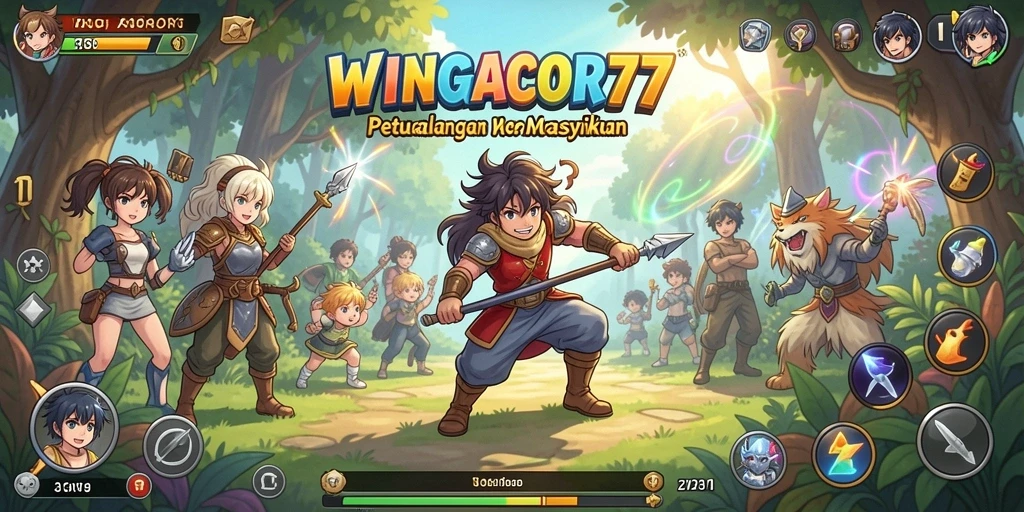 Tampilan gameplay seru dalam WINGACOR77 dengan karakter Anime.