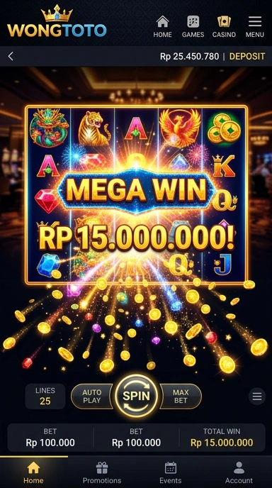 Tampilan antarmuka pengguna di aplikasi wongtoto.
